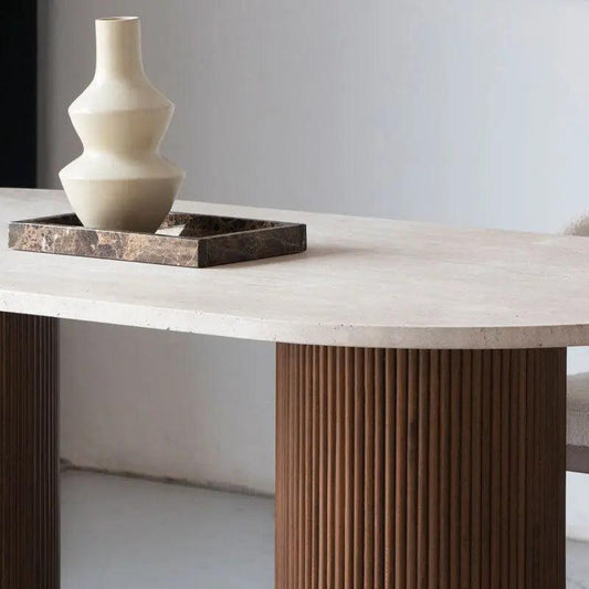 Table à manger Luxe en Travertin Naturel & Sur Mesure-Atelier Travertin