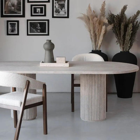 Table à manger Luxe en Travertin "Oasis"-Atelier Travertin