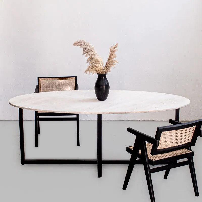 Table à manger Ovale en Travertin Luxe Luna-Atelier Travertin