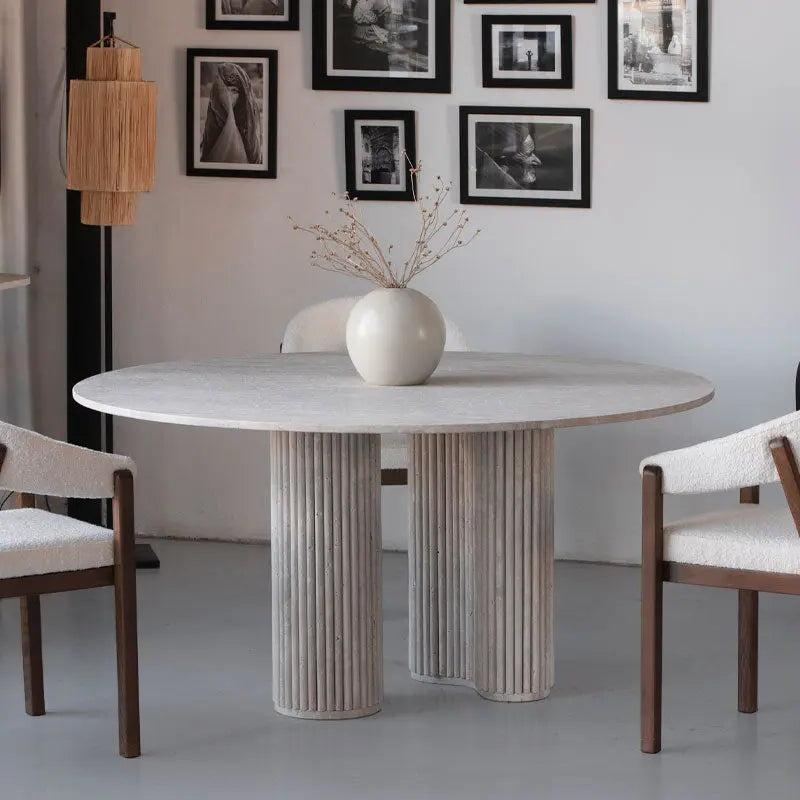 Table à manger Saphir en travertin sculptural-Atelier Travertin