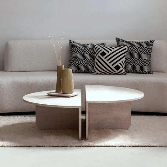 Table basse Apollo: Élégance en Travertin Naturel-Atelier Travertin