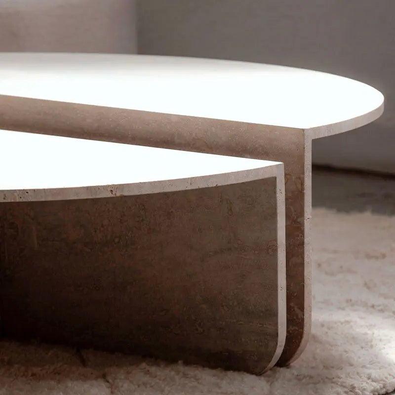 Table basse Apollo: Élégance en Travertin Naturel-Atelier Travertin
