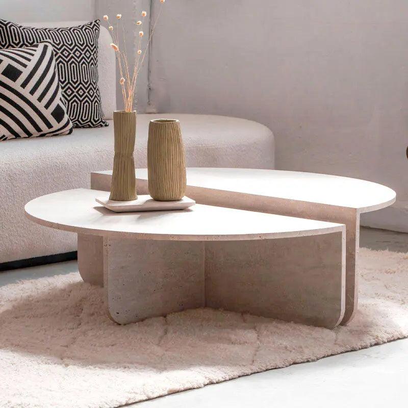 Table basse Apollo: Élégance en Travertin Naturel-Atelier Travertin