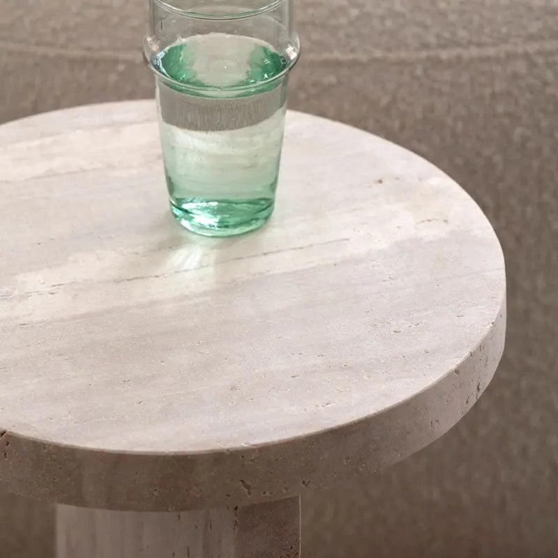 Table d'appoint travertin élégant-Atelier Travertin