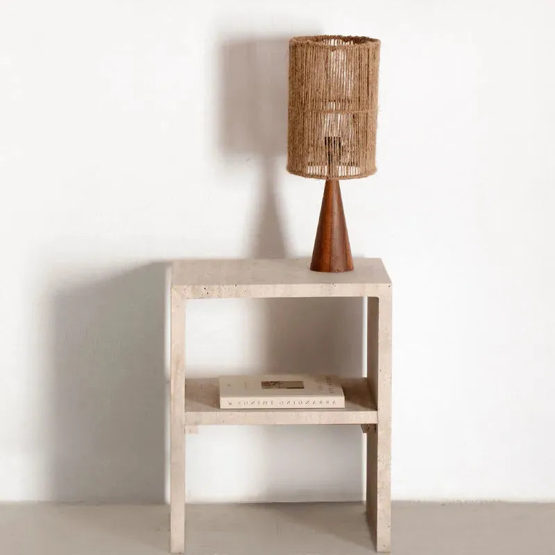 Table de chevet design en travertin naturel-Atelier Travertin