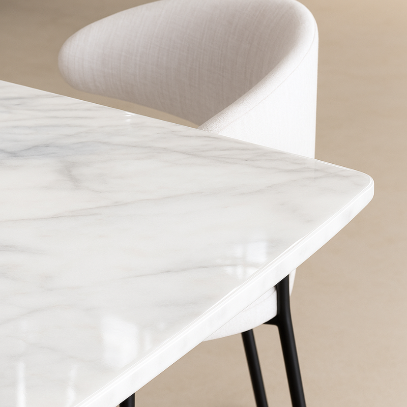 Table à manger en Marbre blanc Lønvik – Pureté et design intemporel