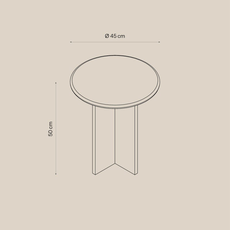 Table d’appoint Ronde en Travertin naturel Fiero – Piètement croisé minimaliste
