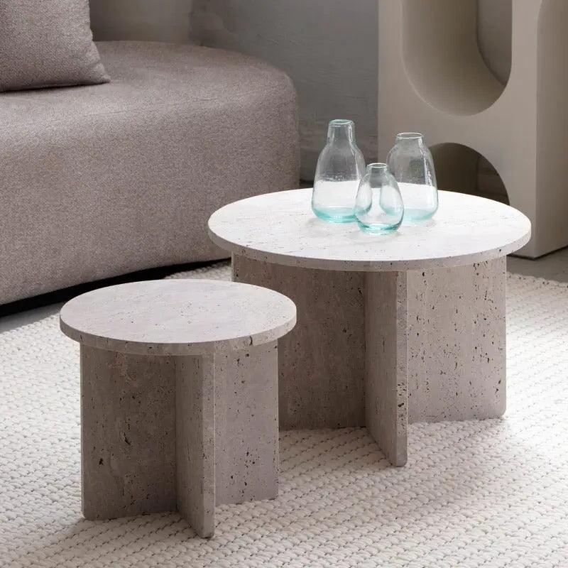 Tables Basses Artisanales en Travertin-Atelier Travertin