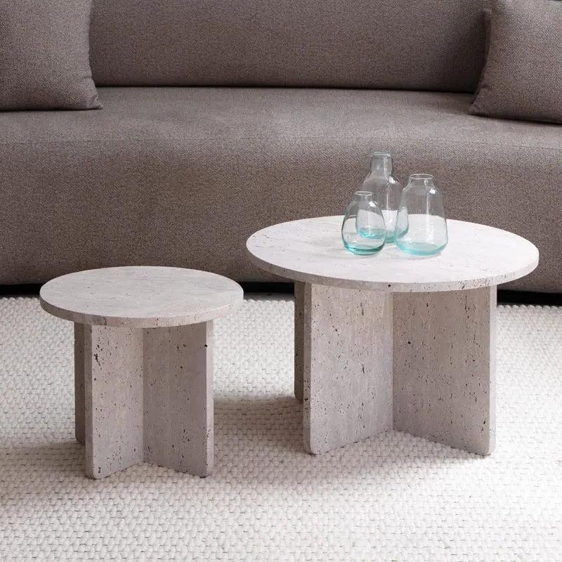 Tables Basses Artisanales en Travertin-Atelier Travertin