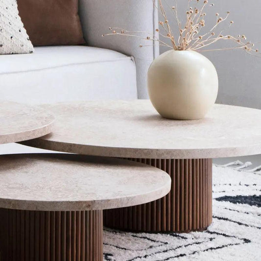Tables Basses Trio en Travertin Chic-Atelier Travertin
