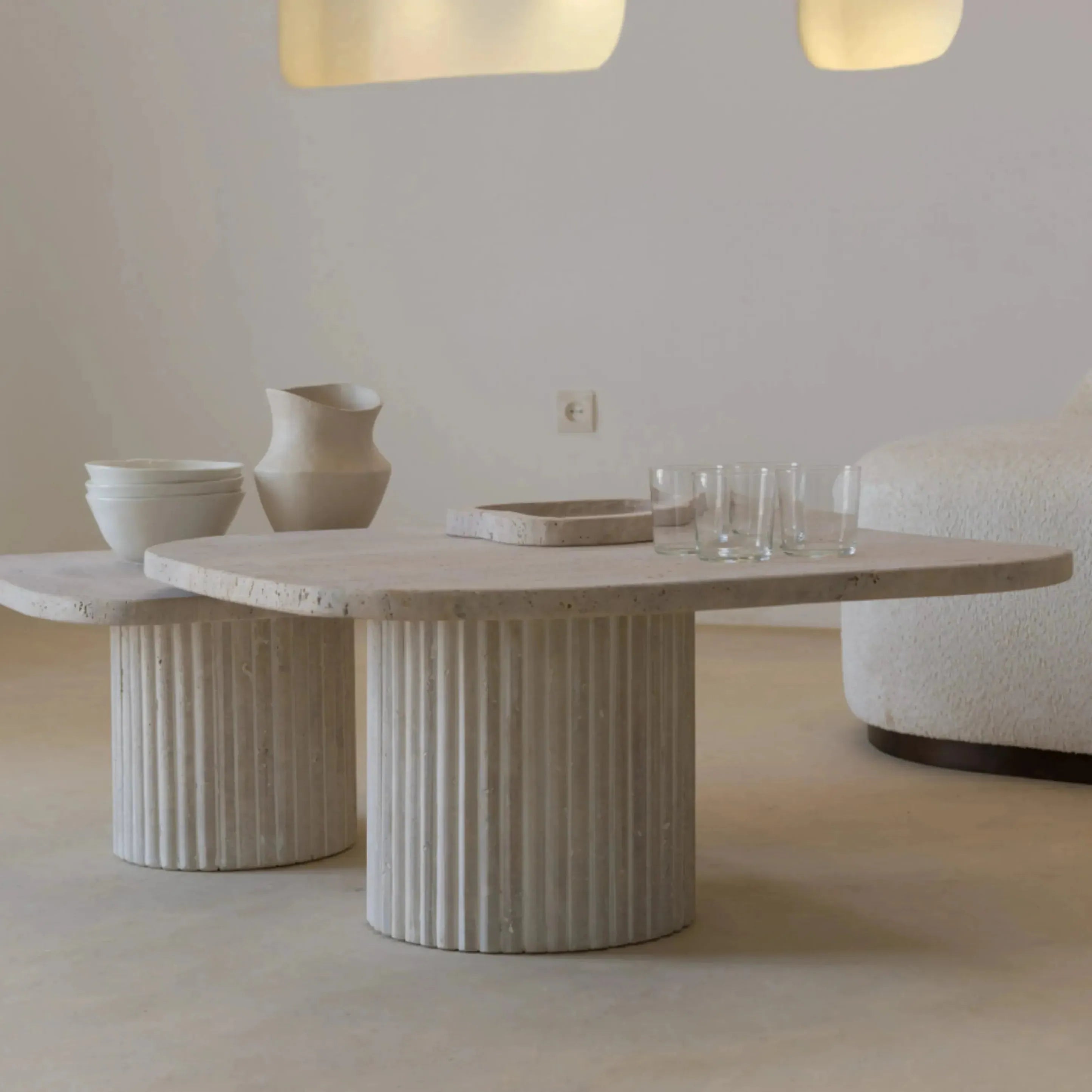 Tables Gigognes Élite en Travertin-Atelier Travertin