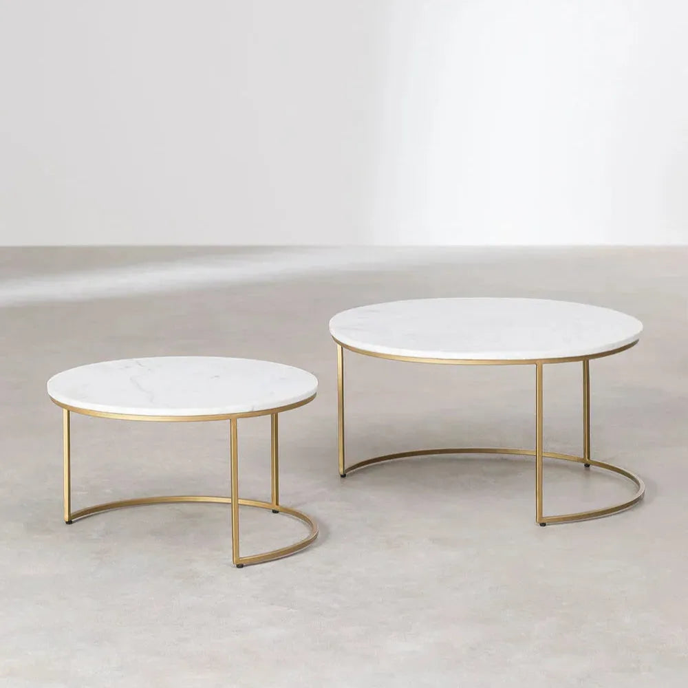 Tables Gigognes en Marbre Chic & Éclat-Atelier Travertin