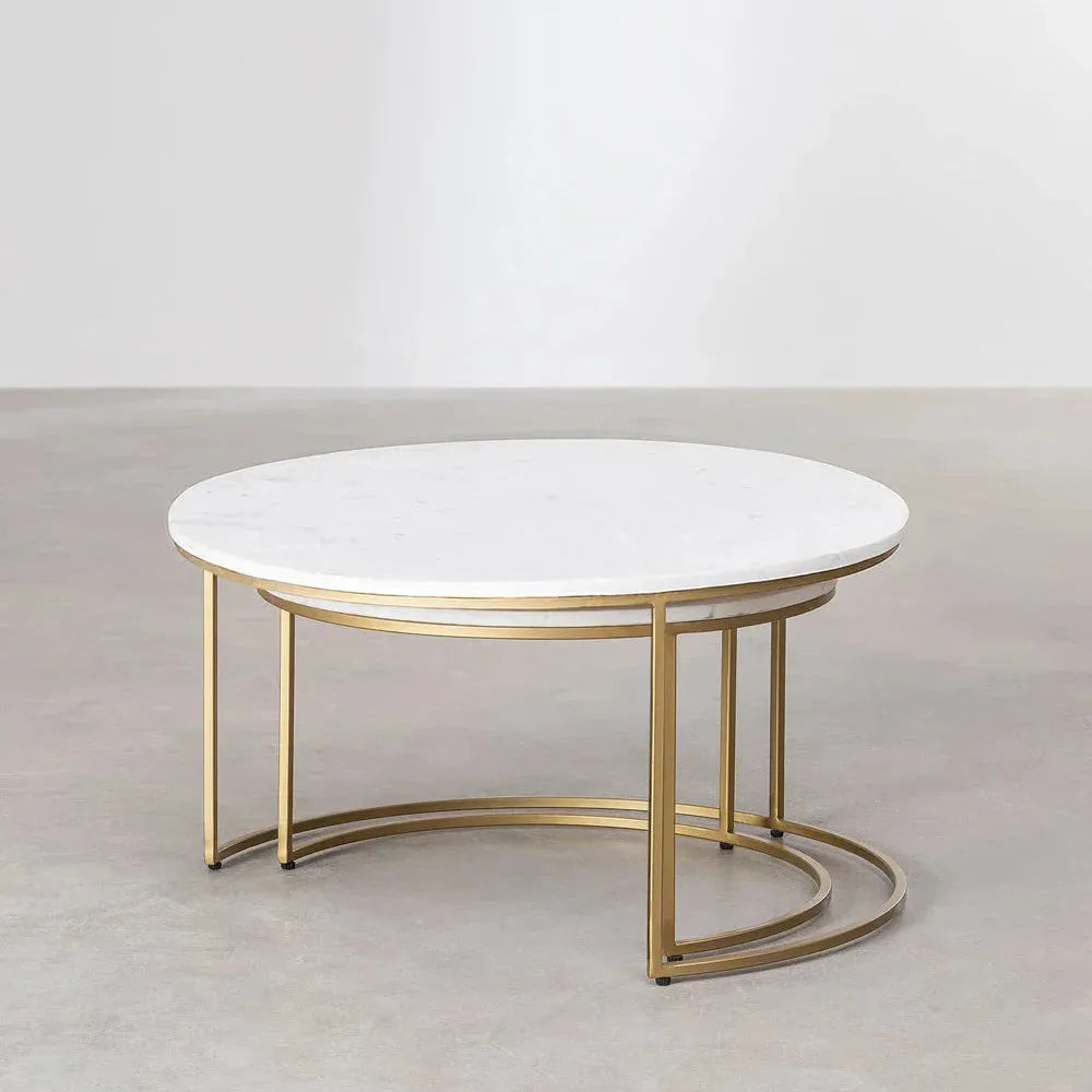 Tables Gigognes en Marbre Chic & Éclat-Atelier Travertin