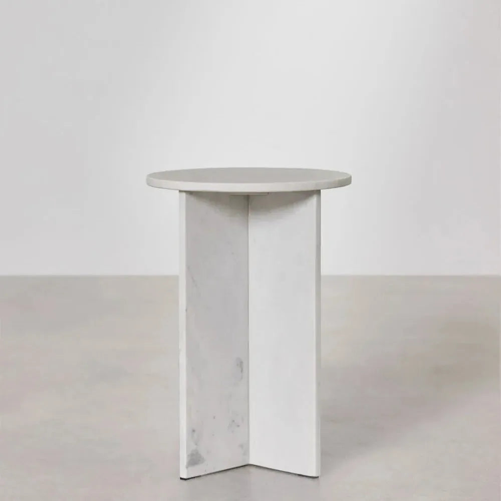 Tables Rondes en Marbre Blanc - Lot de 2-Atelier Travertin