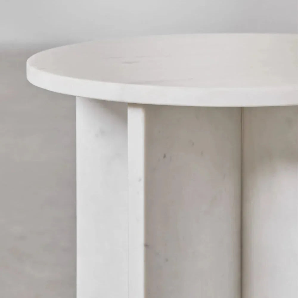 Tables Rondes en Marbre Blanc - Lot de 2-Atelier Travertin