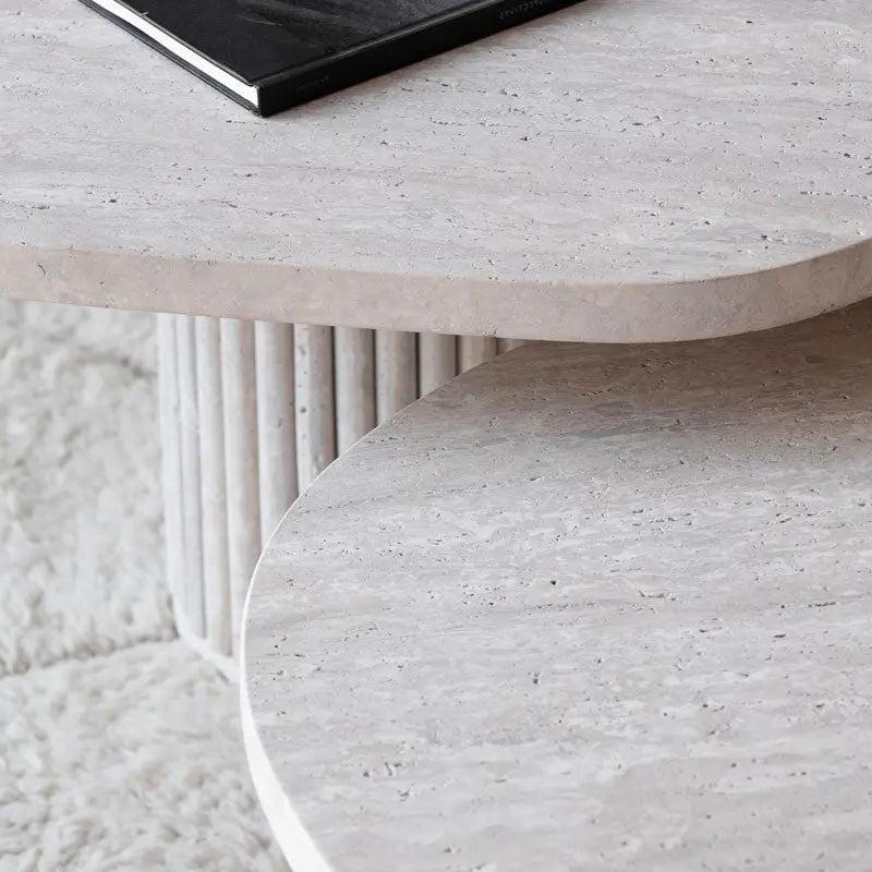 Trio Tables Basses Luxe en Travertin-Atelier Travertin