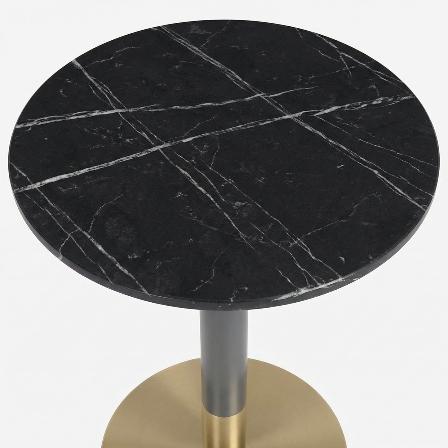 Table bistrot ronde en marbre noir Ø60 cm avec piètement doré – Luciano