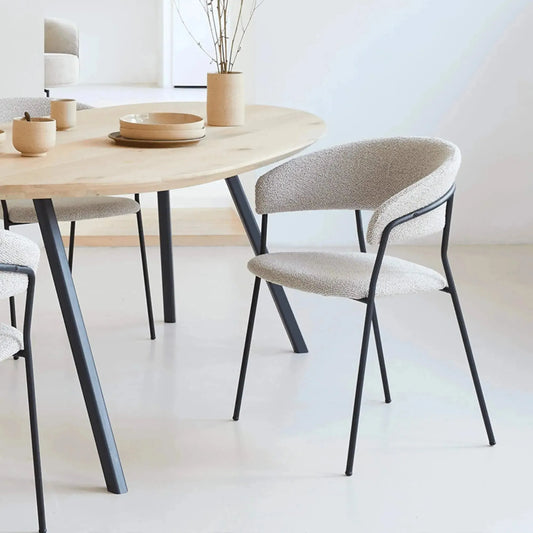 Chaise Bouclette Gris Élégante et Confortable-Atelier Travertin