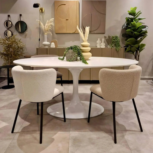 Chaise Lana Écru – Élégance Bouclette-Atelier Travertin