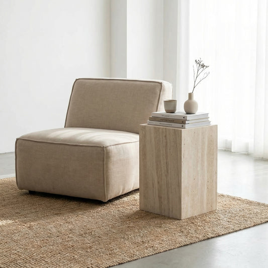 Colonne cubique en Travertin Sorrento 55cm – Minimalisme