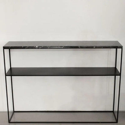 Console Luxe Marbre Noir & Métal Noir-Atelier Travertin