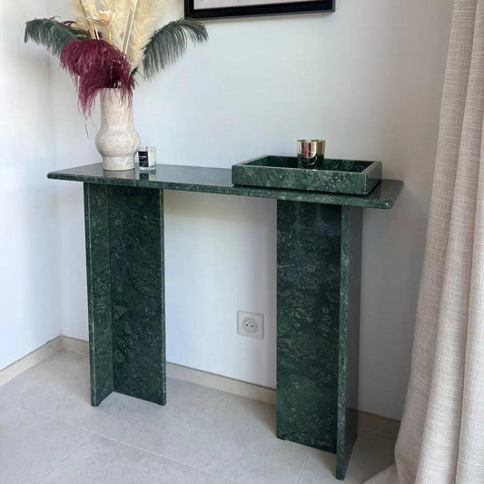 Console Luxe en Marbre Vert Guatemala-Atelier Travertin