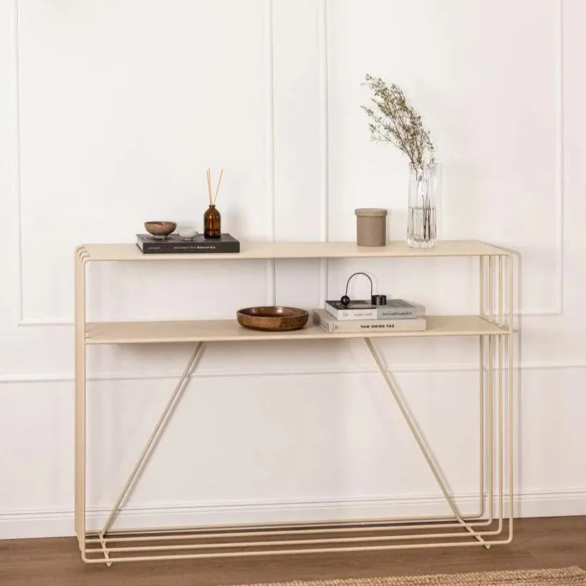 Console Minimaliste en Métal (Noir, Blanc, Beige)-Atelier Travertin