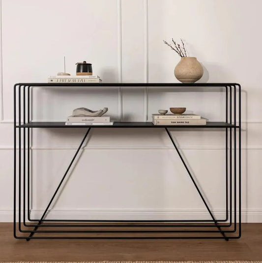 Console Minimaliste en Métal (Noir, Blanc, Beige)-Atelier Travertin