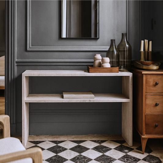 Console en Travertin Livia – Design minimaliste et élégance naturelle