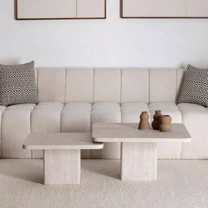 Duo Chic de Tables en Travertin Naturel-Atelier Travertin