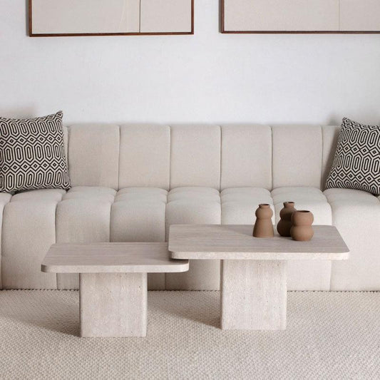 Duo Chic de Tables en Travertin Naturel-Atelier Travertin