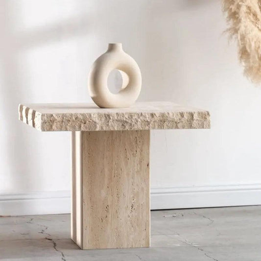 Élégance Carrée: Table en Travertin-Atelier Travertin