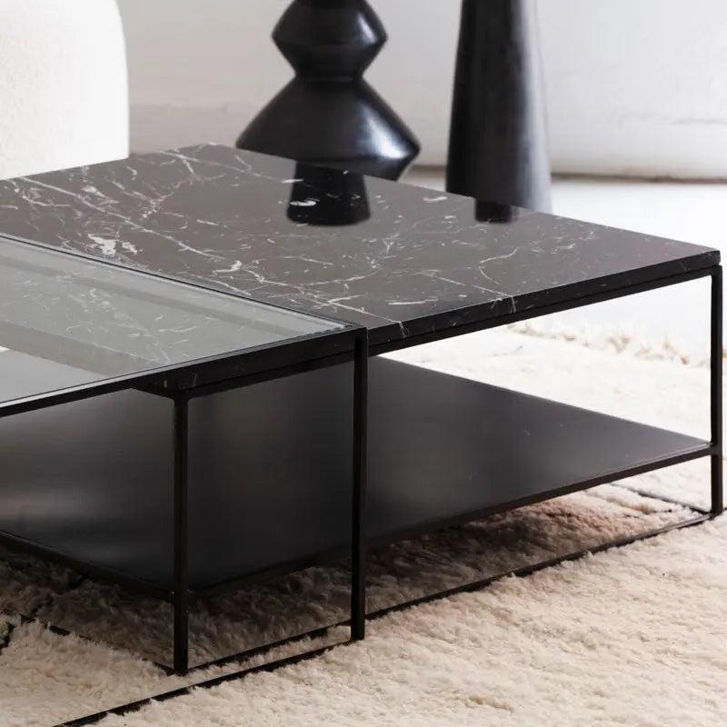 Élégance & Modernité: Duo de Tables Basses-Atelier Travertin