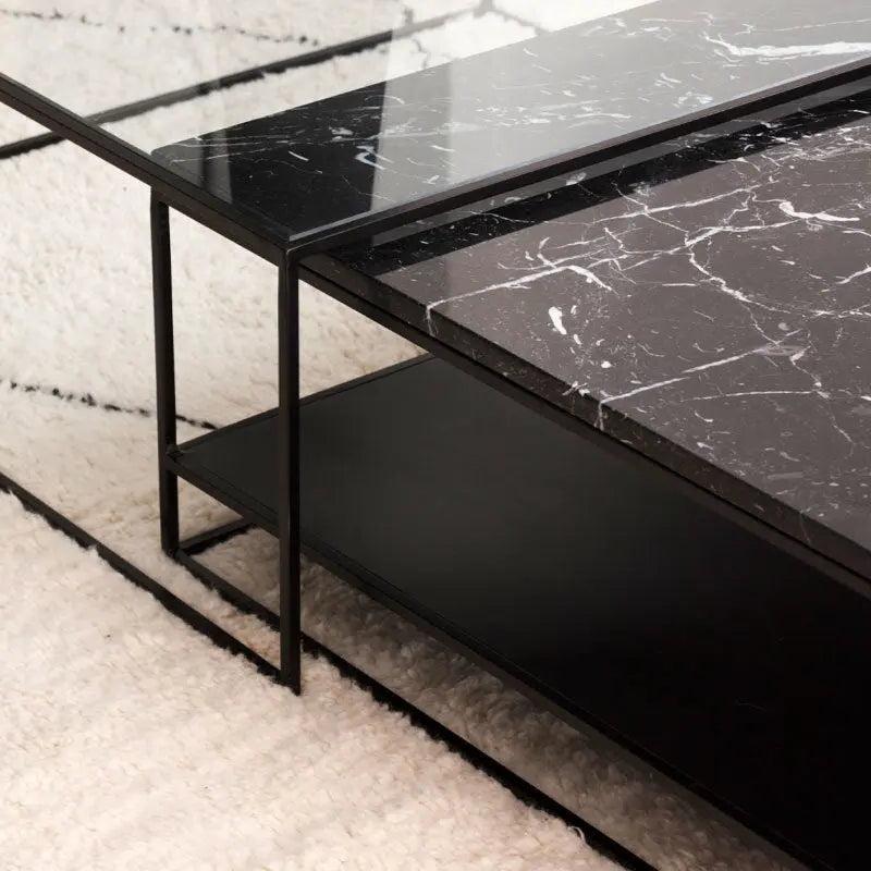 Élégance & Modernité: Duo de Tables Basses-Atelier Travertin