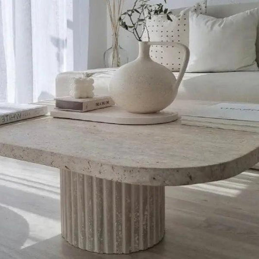 Élégance Naturelle : Table Basse en Travertin-Atelier Travertin