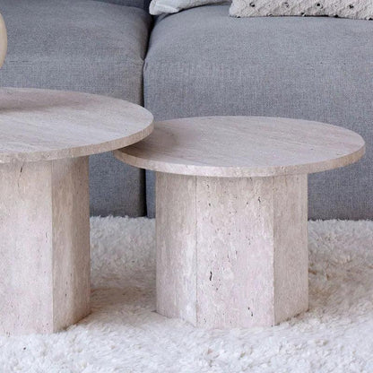 Élégance Travertin : Duo de Tables Luxueuses-Atelier Travertin