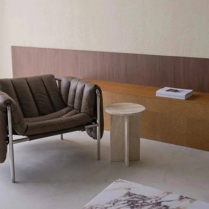 Élégance Travertin : Table d'appoint Eris-Atelier Travertin