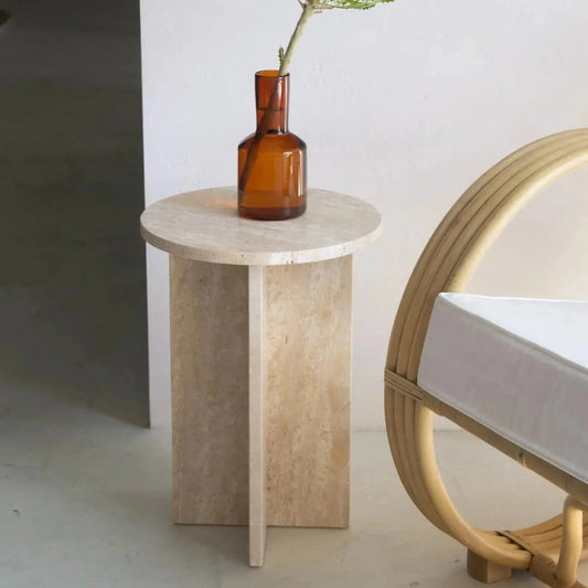 Élégance Travertin : Table d'appoint Eris-Atelier Travertin