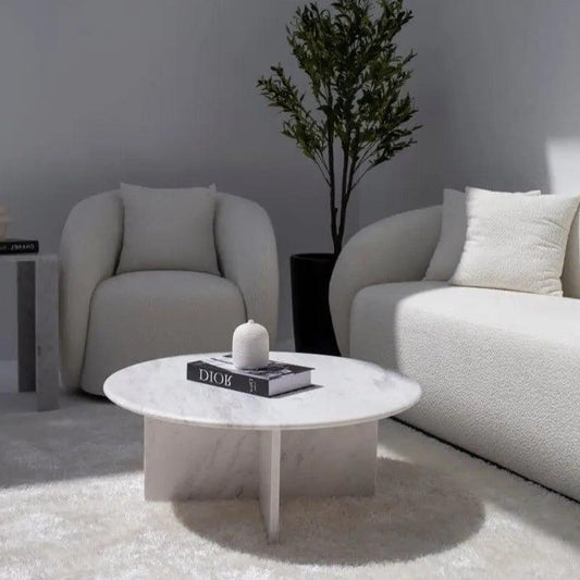 Élégance en Marbre : Table Basse Luxe-Atelier Travertin