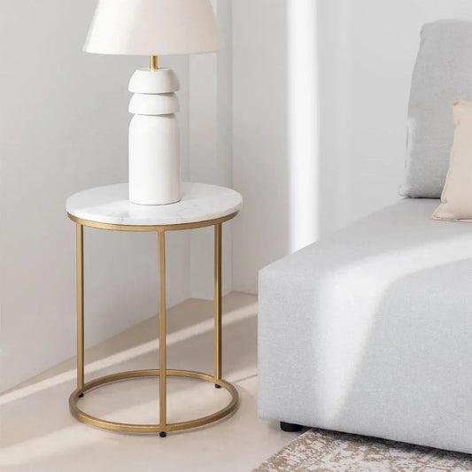 Élégance en Marbre et Or - Table Oris 40 cm-Atelier Travertin