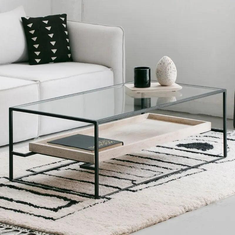 Élégance en Travertin : Table Basse Minos-Atelier Travertin