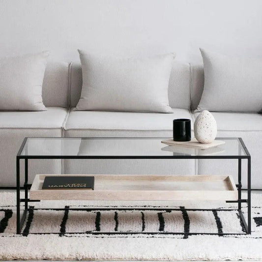 Élégance en Travertin : Table Basse Minos-Atelier Travertin