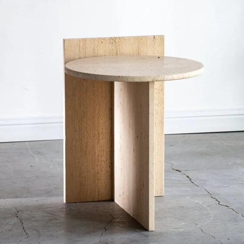 Élégance naturelle: Table ronde en travertin-Atelier Travertin