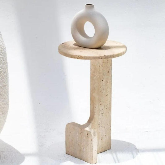 Élégance naturelle : Table travertin ronde-Atelier Travertin