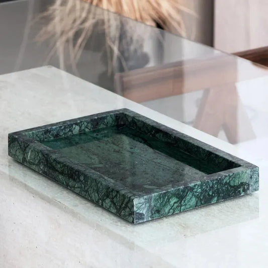 Élégant Plateau Marbre Vert-Atelier Travertin