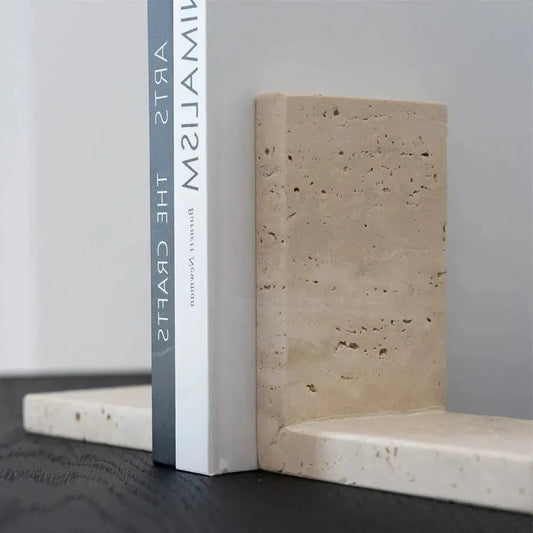 Élégant Serre-Livres en Travertin Naturel-Atelier Travertin