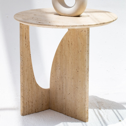 Élégante Table Ronde en Travertin-Atelier Travertin
