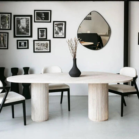 Élégante Table à manger Halo en Travertin-Atelier Travertin
