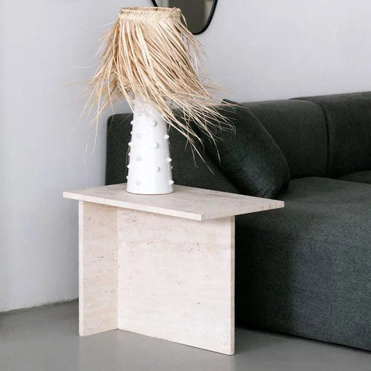 Élégante Table d'Appoint en Travertin-Atelier Travertin