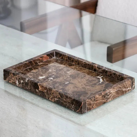 Plateau Luxe en Marbre - Élégance Pure-Atelier Travertin